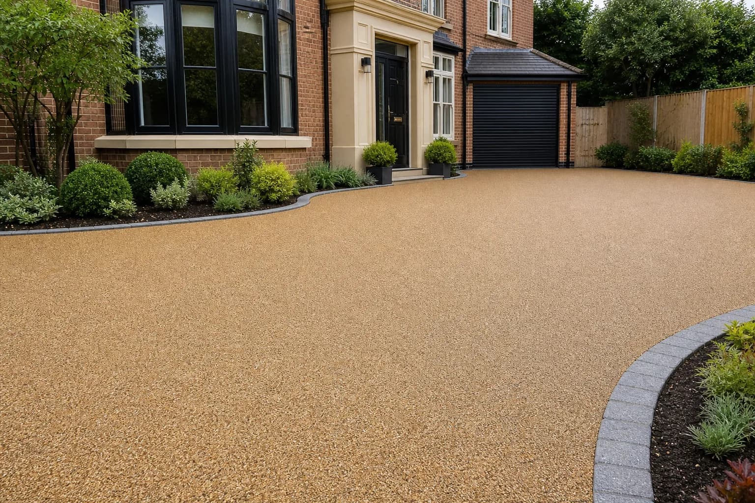 Smooth resin-bound driveway in a warm gravel tone
